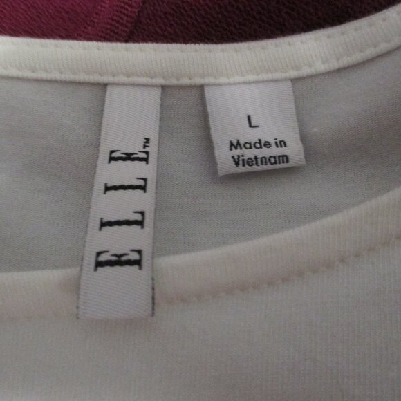 Elle top NEW off white & black lace 3/4 sleeve soft & stretchy size L - Picture 2 of 8